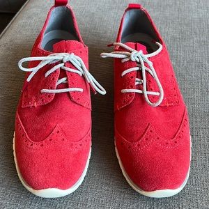 Cole-Haan Red Suede Zerogrand Oxfords, size 8.5